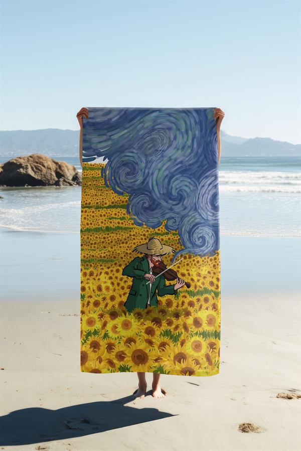 Modern Desenli Dijital Baskı Plaj Deniz Havlusu Peştamal 80x160 Cm BRS010