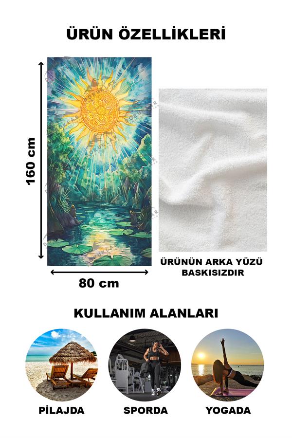 Modern Desenli Dijital Baskı Plaj Deniz Havlusu Peştamal 80x160 Cm BRS040