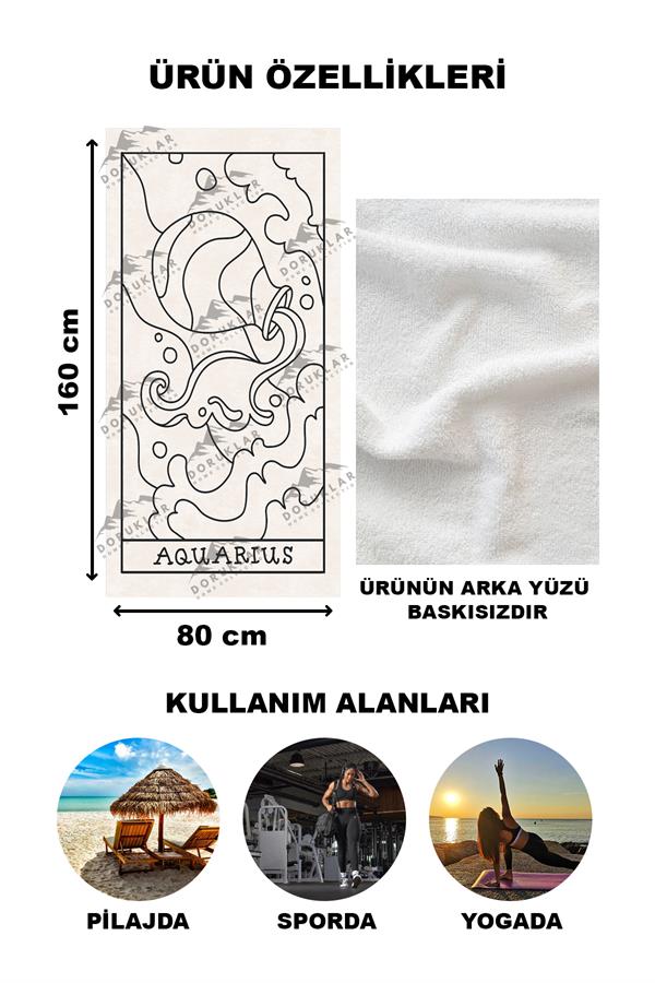 Modern Desenli Dijital Baskı Plaj Deniz Havlusu Peştamal 80x160 Cm BRS045