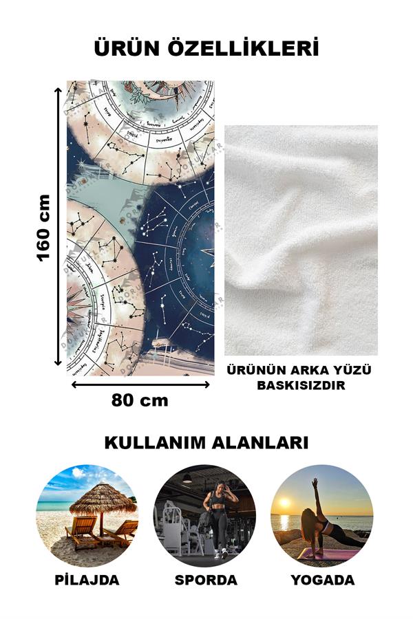 Modern Desenli Dijital Baskı Plaj Deniz Havlusu Peştamal 80x160 Cm BRS041