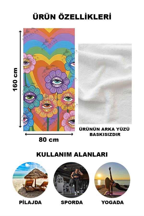 Modern Desenli Dijital Baskı Plaj Deniz Havlusu Peştamal 80x160 Cm BRS012