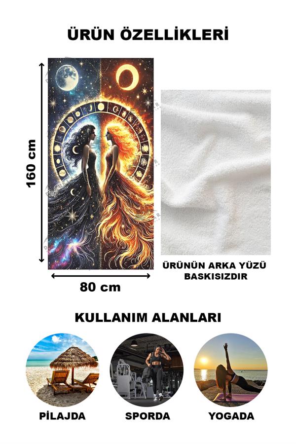 Modern Desenli Dijital Baskı Plaj Deniz Havlusu Peştamal 80x160 Cm BRS006