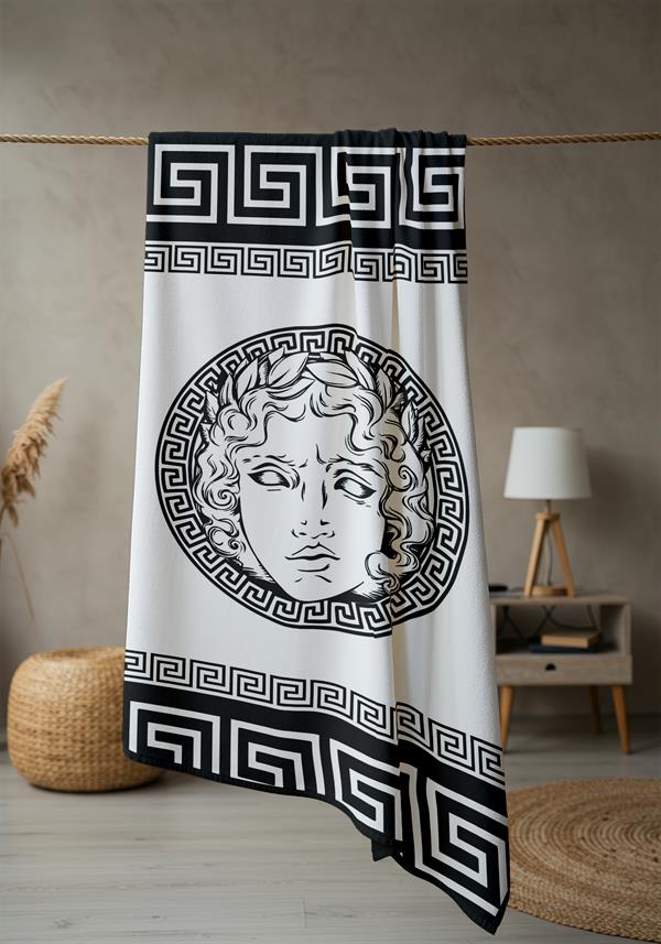 Modern Desenli Dijital Baskı Plaj Deniz Havlusu Peştamal 80x160 CM LUX09