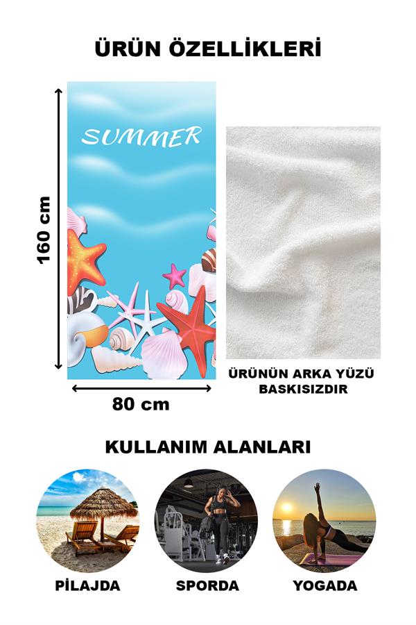 Modern Desenli Dijital Baskı Plaj Deniz Havlusu Peştamal 80x160 Cm BRS001