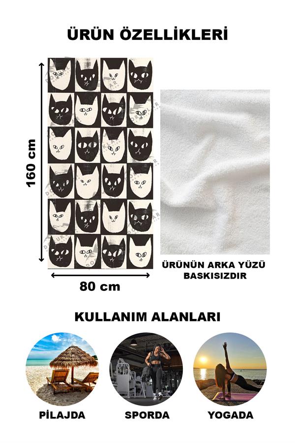 Modern Desenli Dijital Baskı Plaj Deniz Havlusu Peştamal 80x160 Cm BRS011
