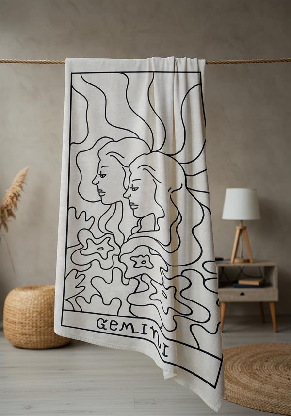 Modern Desenli Dijital Baskı Plaj Deniz Havlusu Peştamal 80x160 Cm BRS044