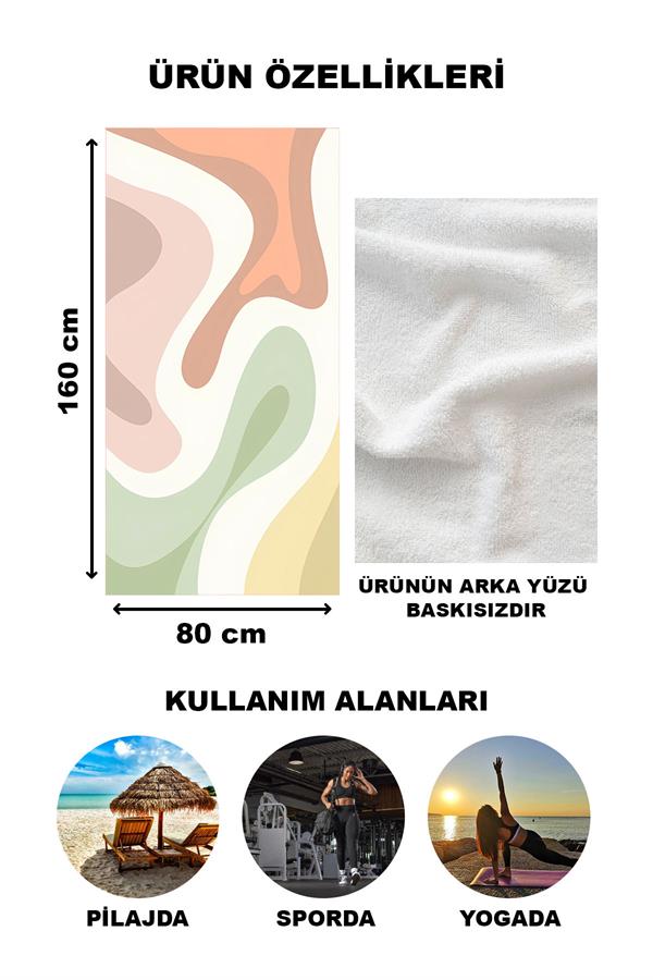 Modern Desenli Plaj Deniz Havlusu Peştemal 80x160 CM Aqua43