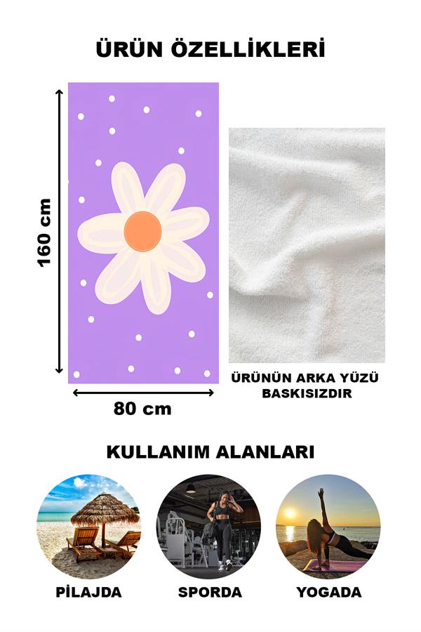 Modern Desenli Plaj Deniz Havlusu Peştemal 80x160 CM Aqua79