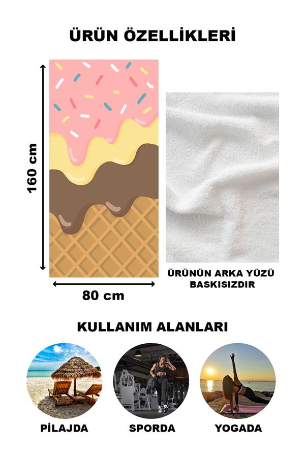 Modern Desenli Plaj Deniz Havlusu Peştemal 80x160 CM Aqua02