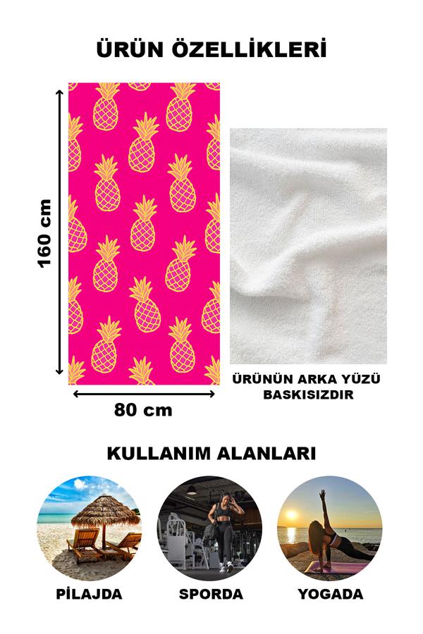 Modern Desenli Plaj Deniz Havlusu Peştemal 80x160 CM Aqua48