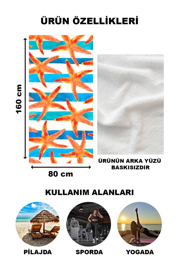 Modern Desenli Plaj Deniz Havlusu Peştemal 80x160 CM Aqua82