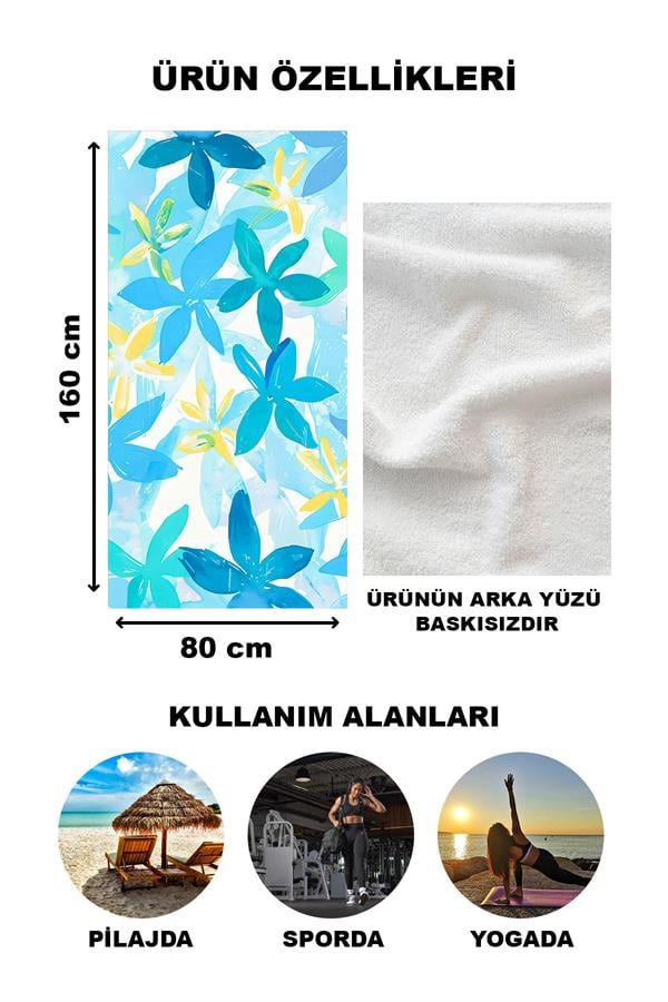 Modern Desenli Plaj Deniz Havlusu Peştemal 80x160 CM Aqua44