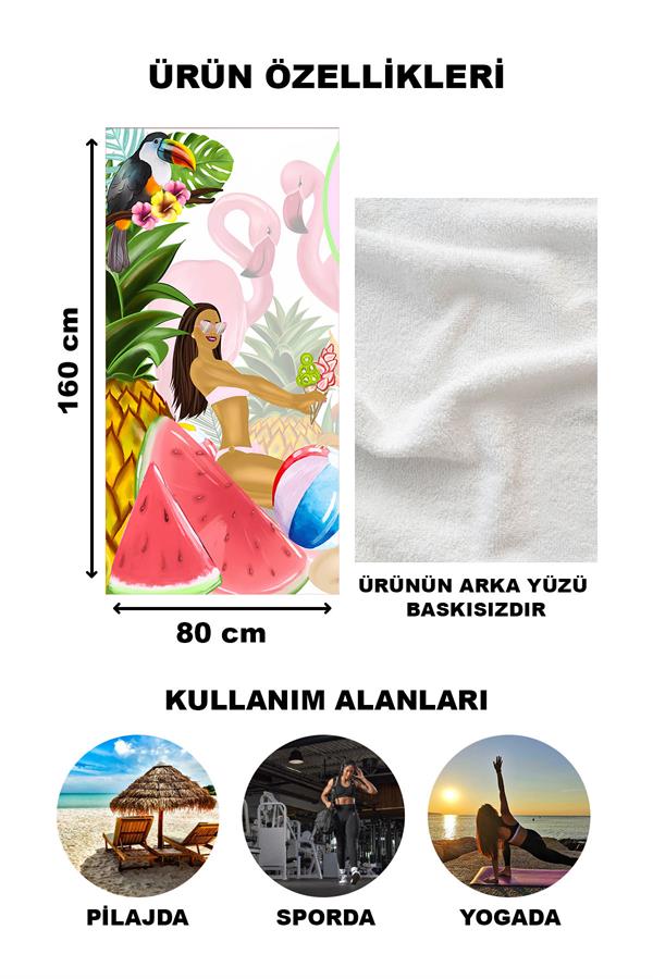 Modern Desenli Plaj Deniz Havlusu Peştemal 80x160 CM OPT12