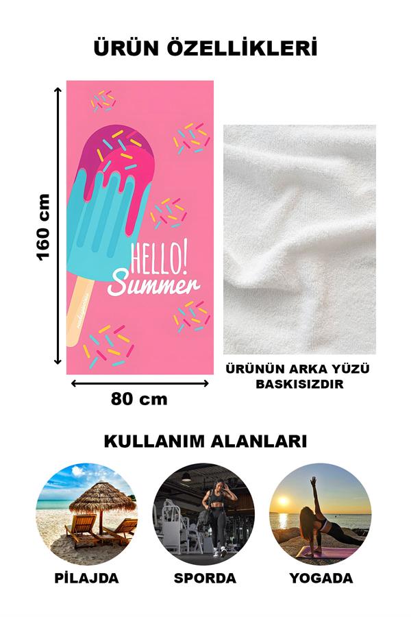 Modern Desenli Plaj Deniz Havlusu Peştemal 80x160 CM Aqua36