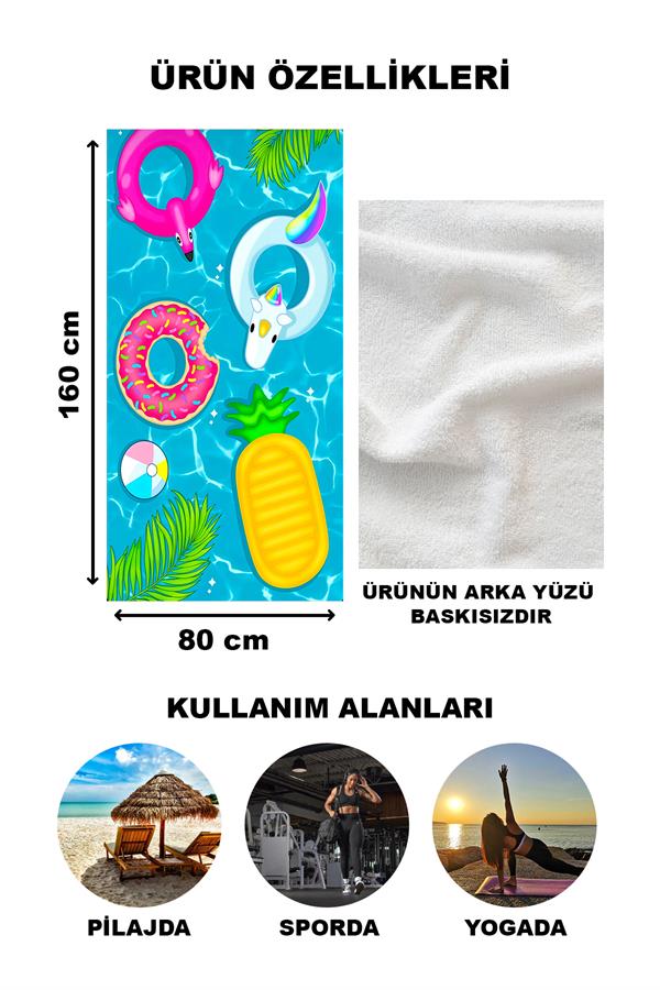 Modern Desenli Plaj Deniz Havlusu Peştemal 80x160 CM Aqua17