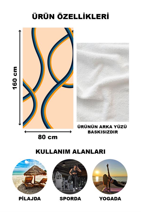 Modern Desenli Plaj Deniz Havlusu Peştemal 80x160 CM Aqua71
