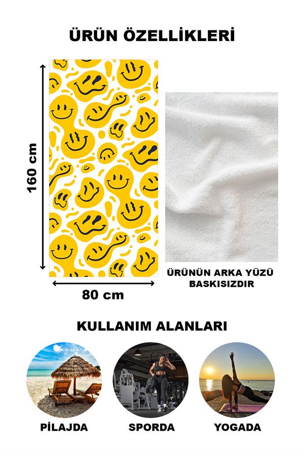 Modern Desenli Plaj Deniz Havlusu Peştemal 80x160 CM Aqua69