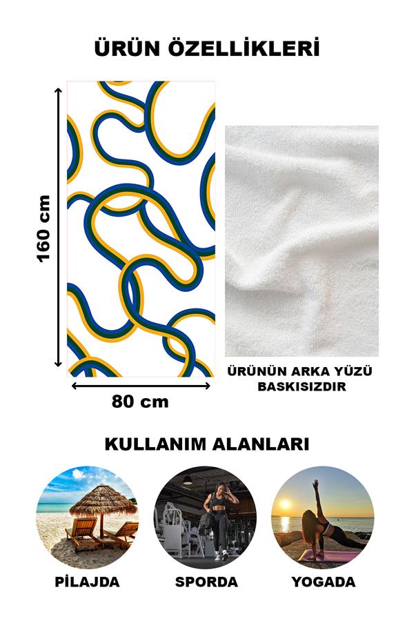 Modern Desenli Plaj Deniz Havlusu Peştemal 80x160 CM Aqua64