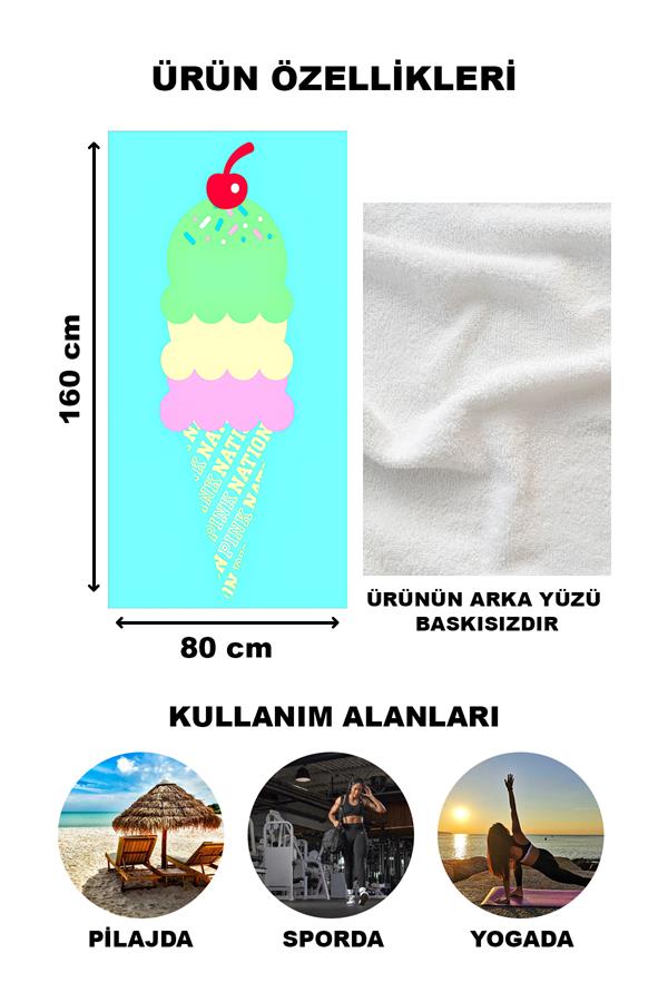 Modern Desenli Plaj Deniz Havlusu Peştemal 80x160 CM Aqua18
