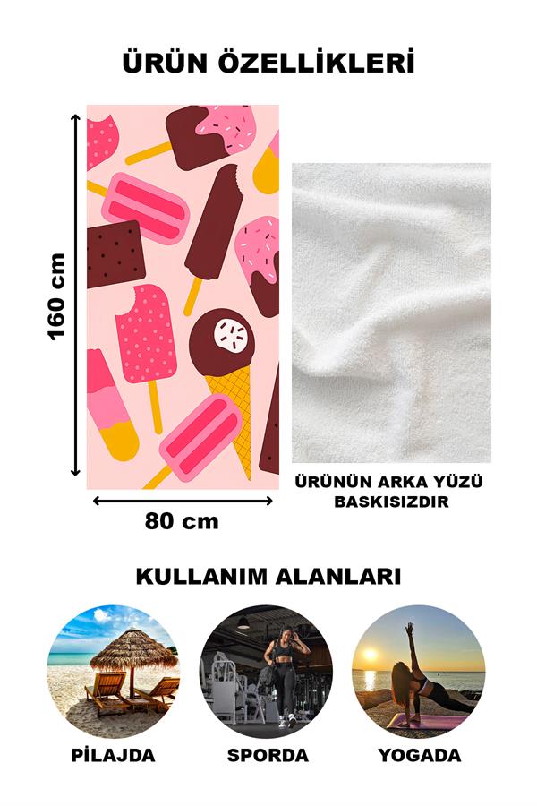 Modern Desenli Plaj Deniz Havlusu Peştemal 80x160 CM Aqua14