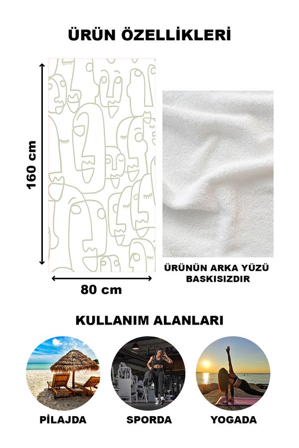 Modern Desenli Plaj Deniz Havlusu Peştemal 80x160 CM Aqua25