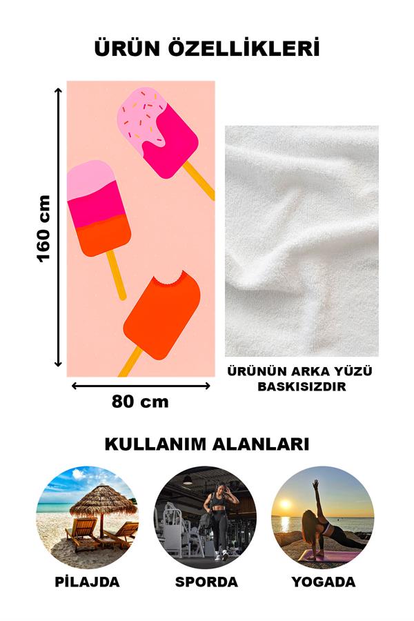 Modern Desenli Plaj Deniz Havlusu Peştemal 80x160 CM Aqua87