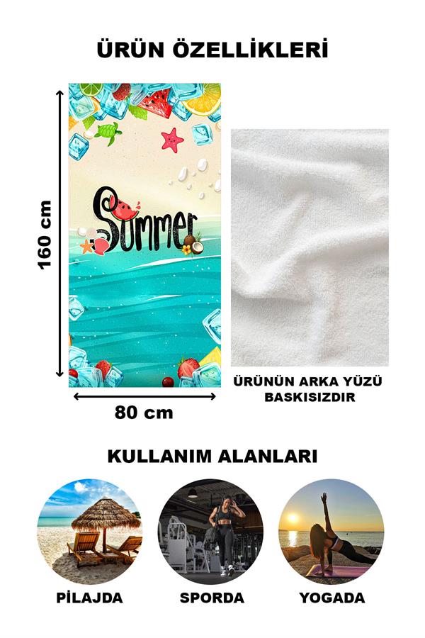 Modern Desenli Plaj Deniz Havlusu Peştemal 80x160 CM Aqua37