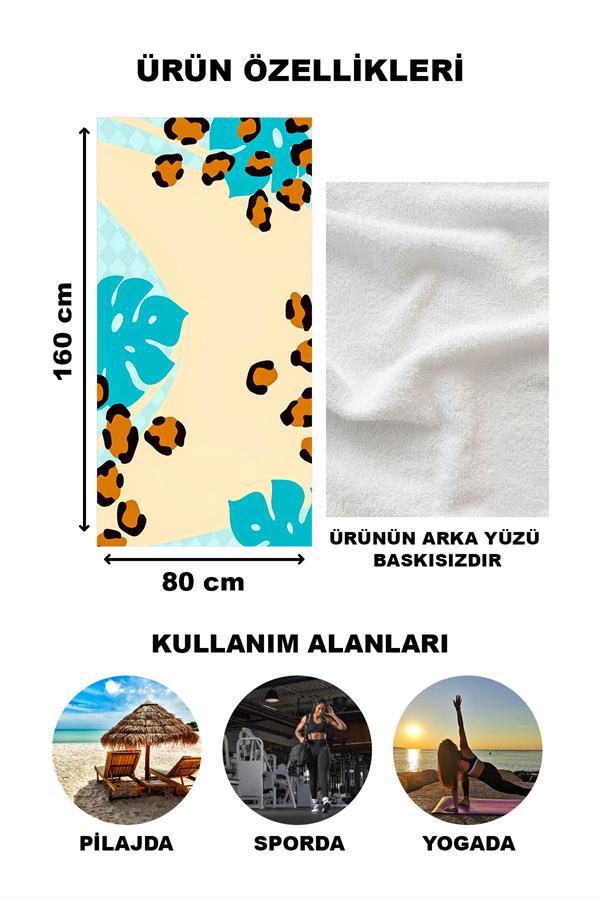 Modern Desenli Plaj Deniz Havlusu Peştemal 80x160 CM Aqua81