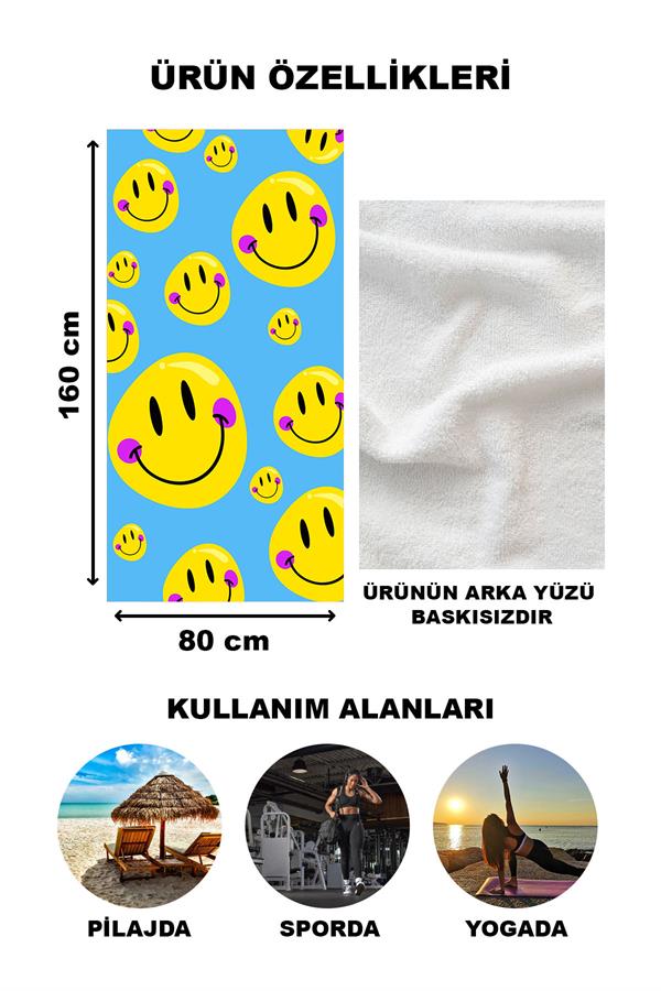 Modern Desenli Plaj Deniz Havlusu Peştemal 80x160 CM Aqua66