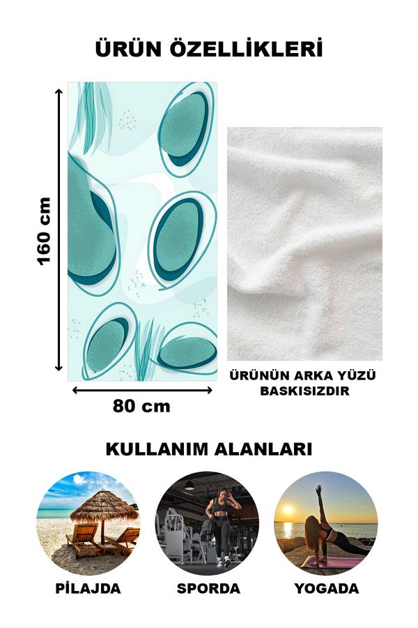 Modern Desenli Plaj Deniz Havlusu Peştemal 80x160 CM Aqua84