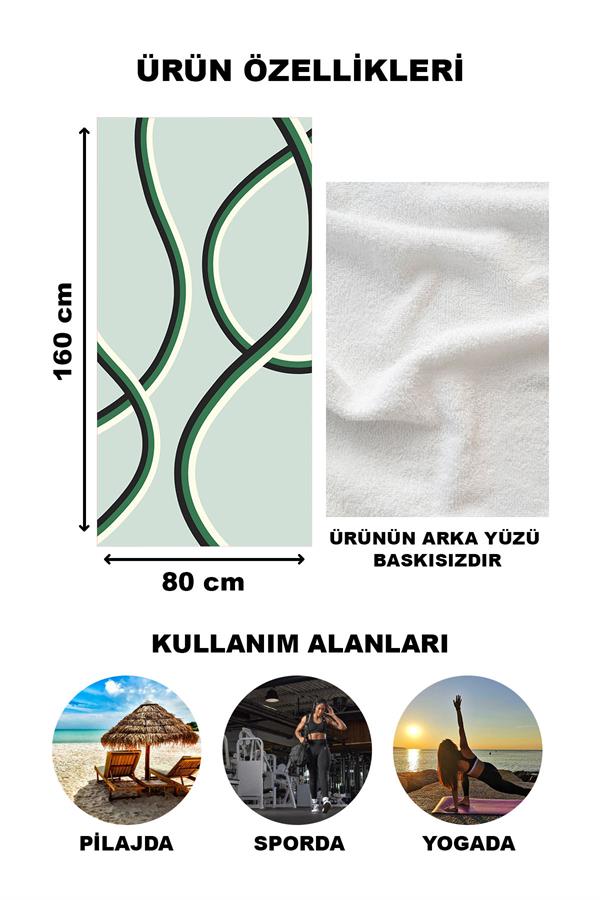 Modern Desenli Plaj Deniz Havlusu Peştemal 80x160 CM Aqua73