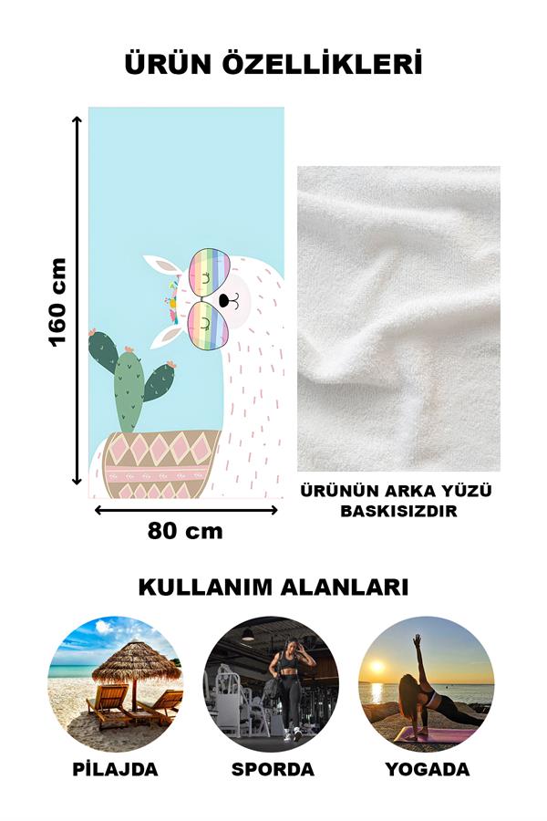 Modern Desenli Plaj Deniz Havlusu Peştemal 80x160 CM Aqua19