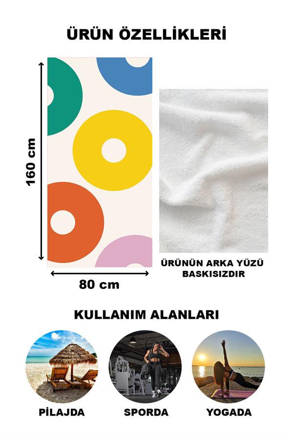 Modern Desenli Plaj Deniz Havlusu Peştemal 80x160 CM Aqua05