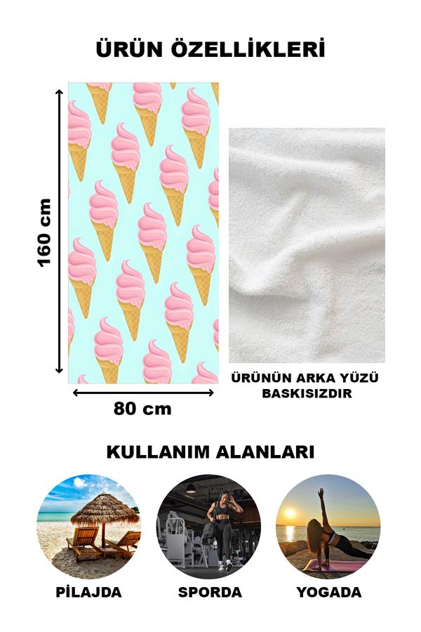 Modern Desenli Plaj Deniz Havlusu Peştemal 80x160 CM Aqua15