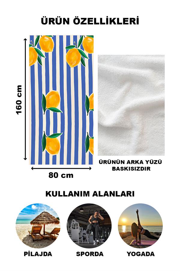 Modern Desenli Plaj Deniz Havlusu Peştemal 80x160 CM Aqua53