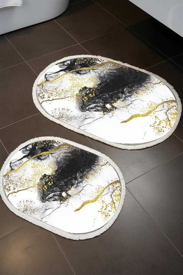 Modern ECO 2 Li  Oval Saçaklı Banyo Paspas Takımı ECOBP008