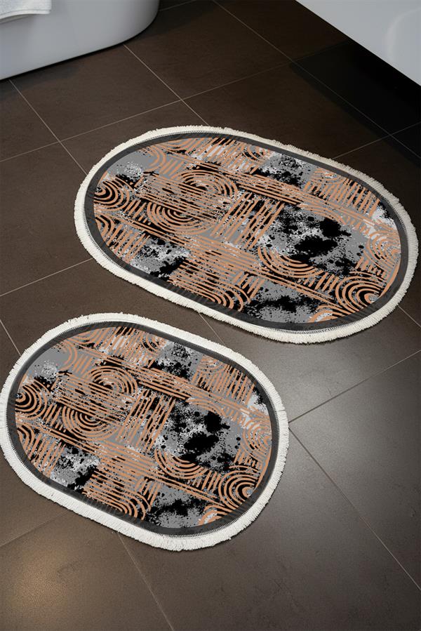 Modern ECO 2 Li  Oval Saçaklı Banyo Paspas Takımı ECOBP007