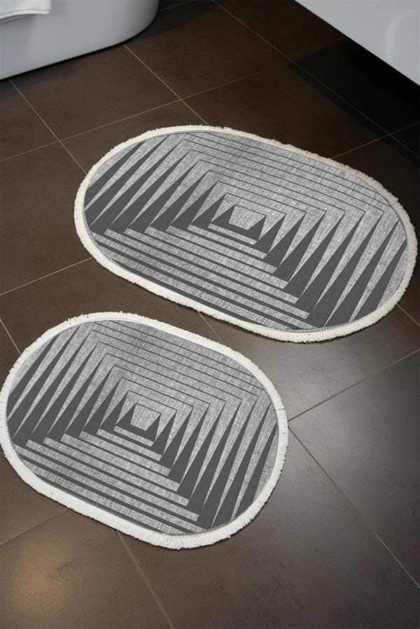 Modern ECO 2 Li  Oval Saçaklı Banyo Paspas Takımı ECOBP006