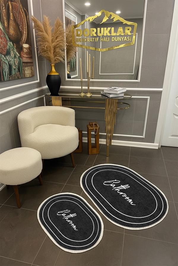 Modern ECO 2 Li  Oval Saçaklı Banyo Paspas Takımı ECOBP002