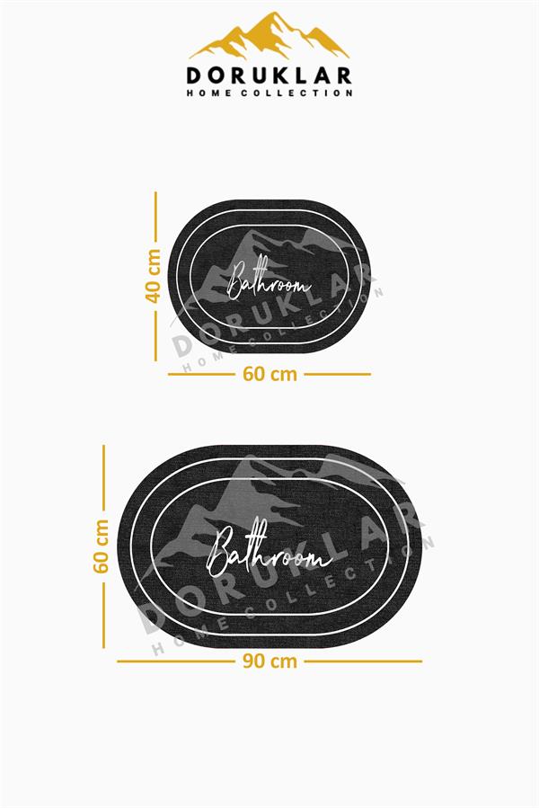 Modern ECO 2 Li  Oval Saçaklı Banyo Paspas Takımı ECOBP002