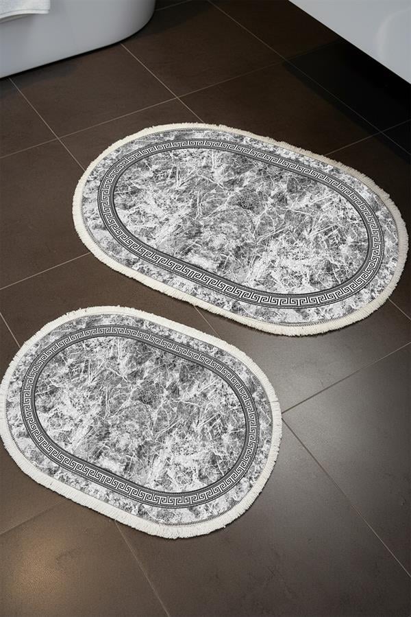 Modern ECO 2 Li  Oval Saçaklı Banyo Paspas Takımı ECOBP010