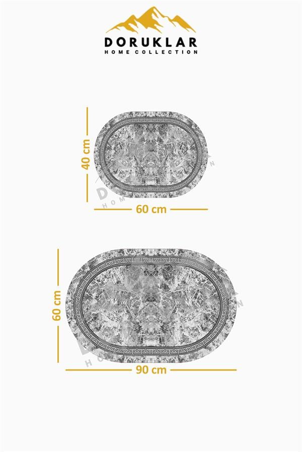 Modern ECO 2 Li  Oval Saçaklı Banyo Paspas Takımı ECOBP010