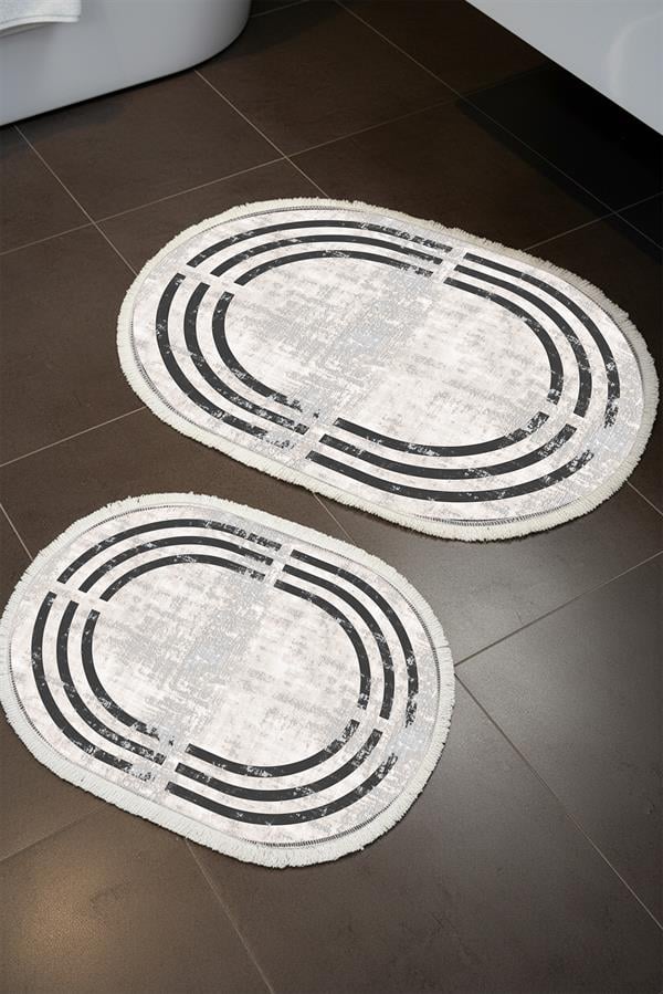 Modern ECO 2 Li  Oval Saçaklı Banyo Paspas Takımı ECOBP005