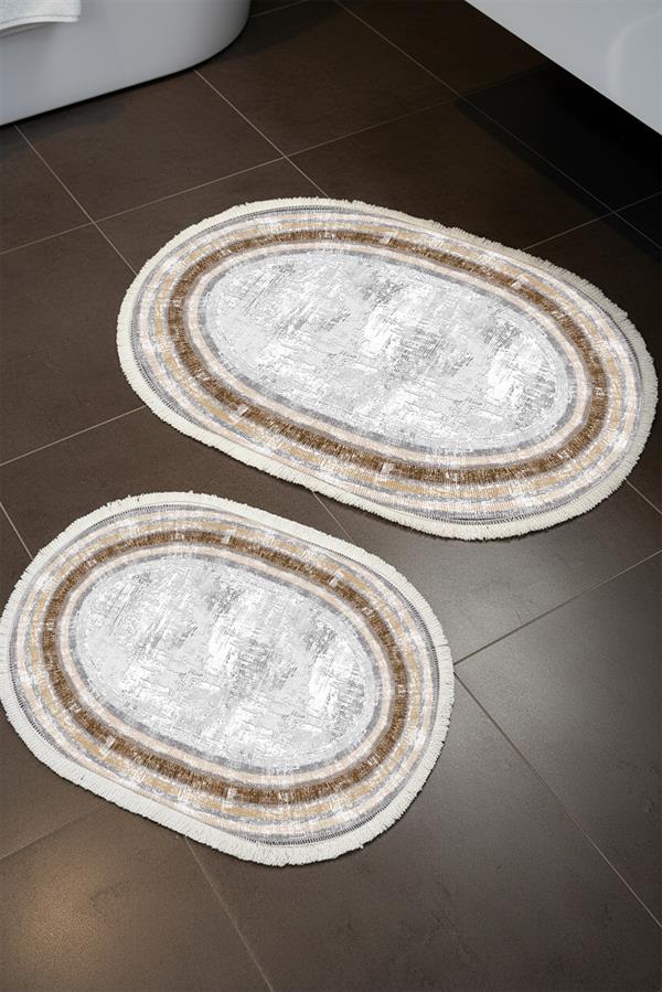 Modern ECO 2 Li  Oval Saçaklı Banyo Paspas Takımı ECOBP003