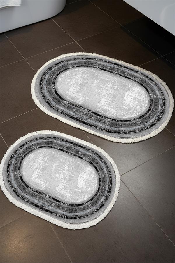 Modern ECO 2 Li  Oval Saçaklı Banyo Paspas Takımı ECOBP004
