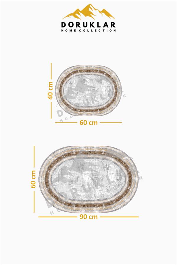 Modern ECO 2 Li  Oval Saçaklı Banyo Paspas Takımı ECOBP003