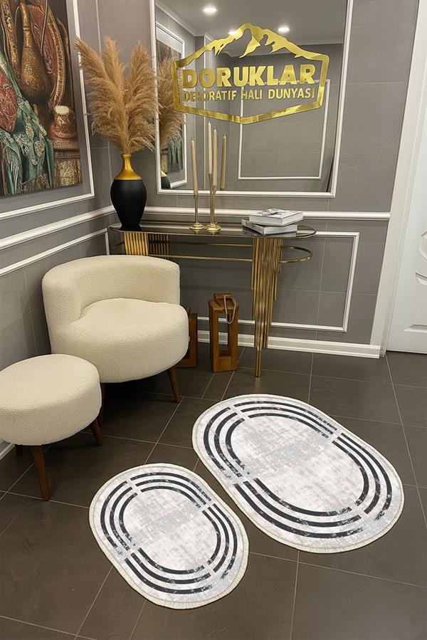 Modern ECO 2 Li  Oval Saçaklı Banyo Paspas Takımı ECOBP005