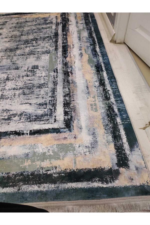 Modern Klasik Desenli Kaymaz Taban Yıkanabilir Leke Tutmaz Dokuma Taban Halı Drk-8007-10