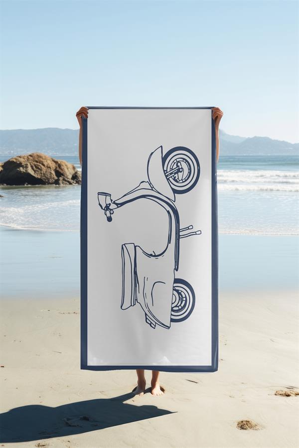 Motor  Desenli Plaj Deniz Havlusu Peştemal 80x160 CM NRM14