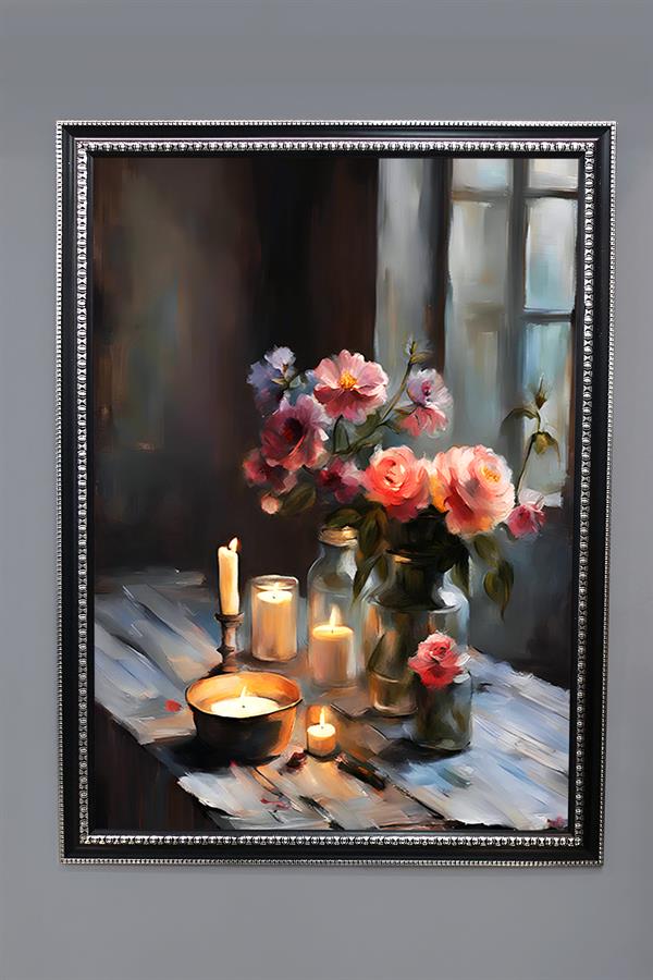Mum ve Çiçek Tablosu Portresi 50x70CM